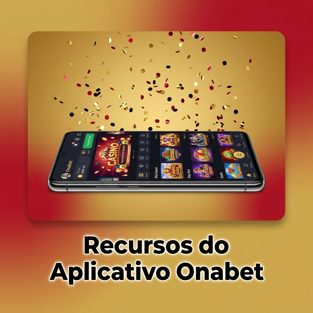 Interface do aplicativo Onabet com recursos de apostas ao vivo, cassino, pagamentos via Pix e notificações personalizadas